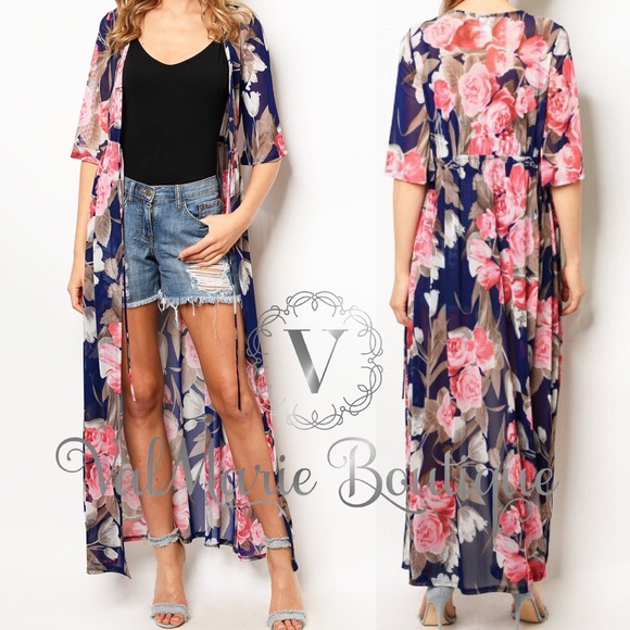 ValMarie Other - Navy floral kimono cardigan